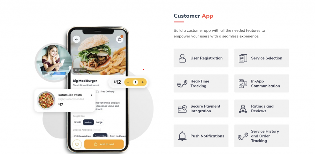 Customer App features of a food delivery app - ValueAppz