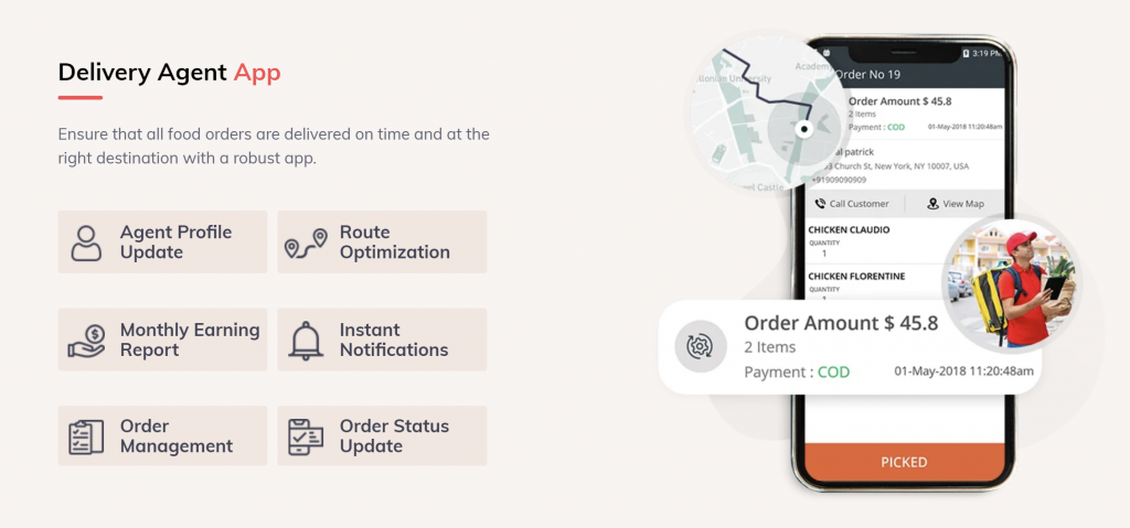Features of Delivery Agent App of a Food Delivery App Solution - ValueAppz