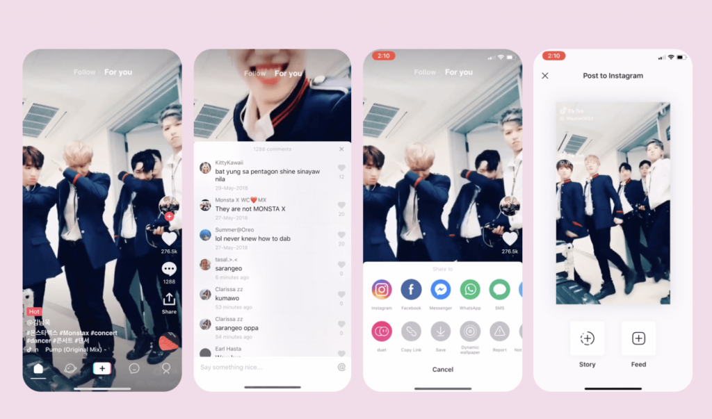 TikTok User app screens